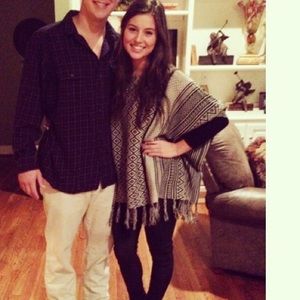 Black and white poncho